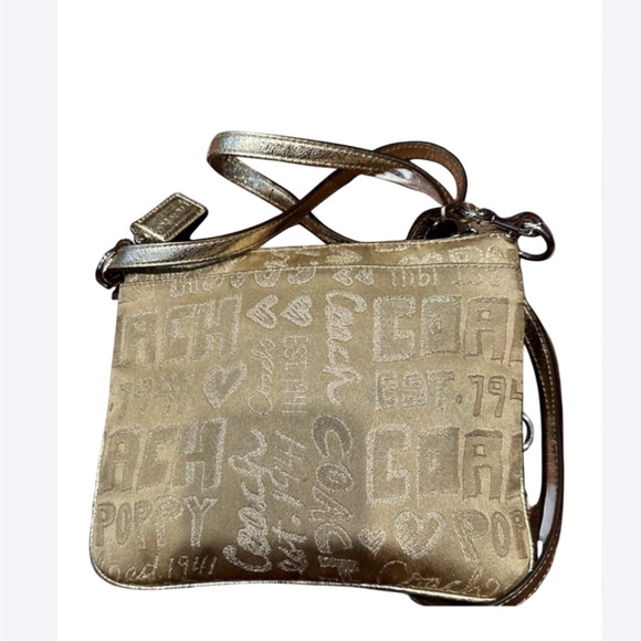 Coach Poppy NWT Bag Gold Metallic Lurex Crossbody Y2K Coach Poppy - Picture 7 of 17